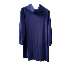 COS Blue Wool & Cotton Funnel neck Dress Size Medium
